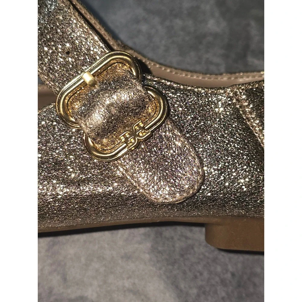 NWOB Sam Edelman Gold Glitter Maeve Michaela Kids Mary Jane‎ Flat Size 1